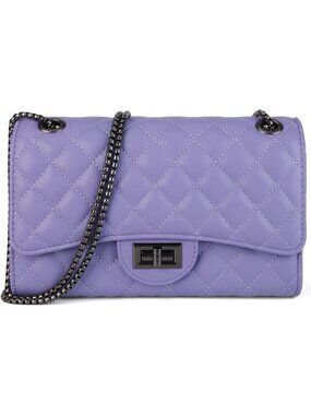 Women's Purple Ladies Purse Crossbody Bag with Chain Strap Stylish Clutch Purse